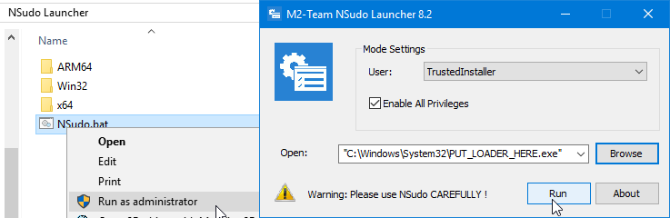 nsudo settings